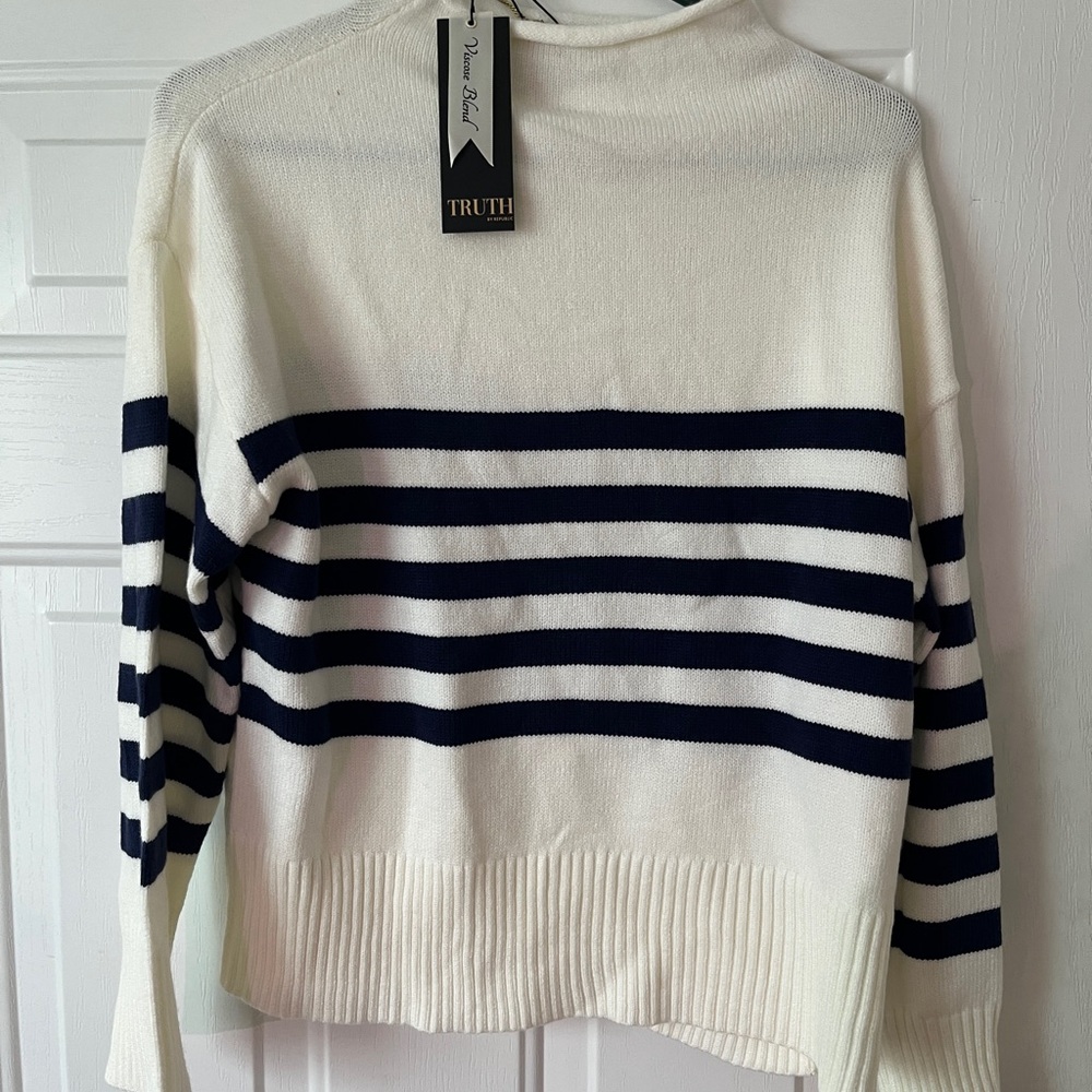 Super soft ivory and black striped sweater